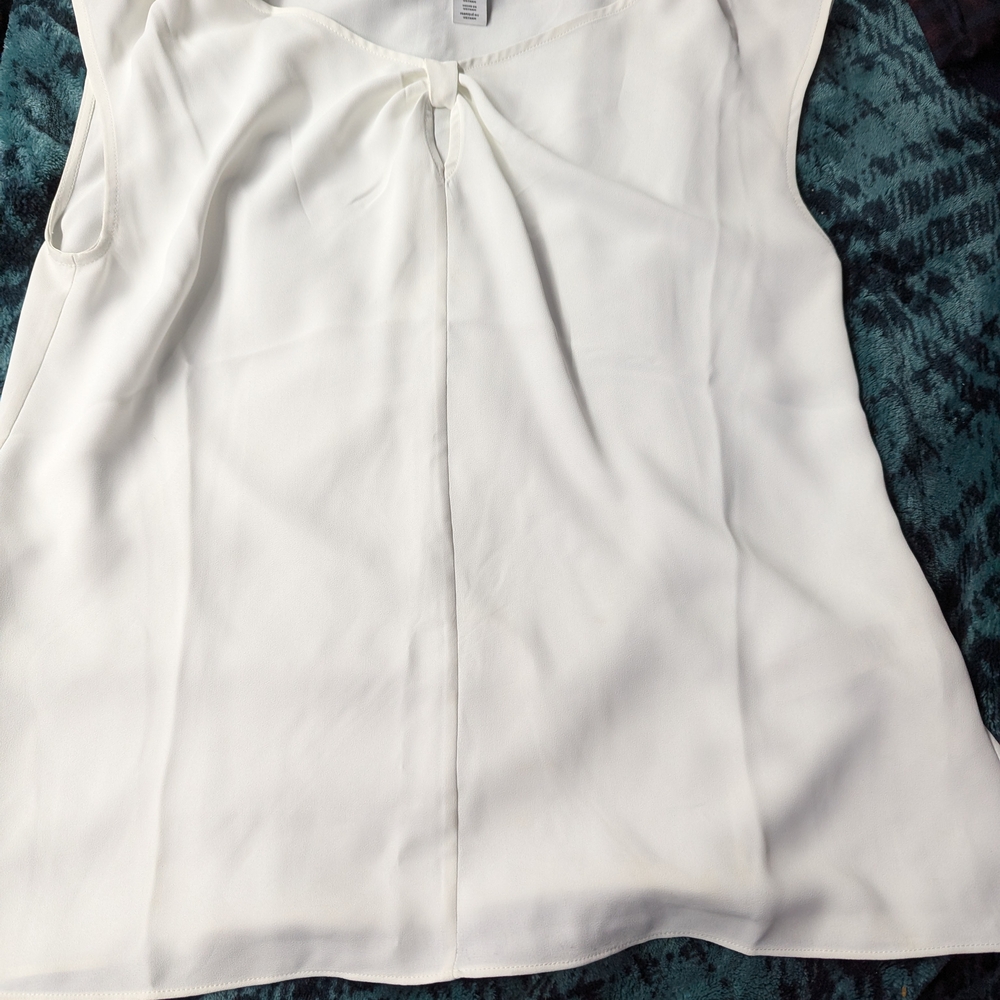 White House Black Market White Sleeveless Blouse